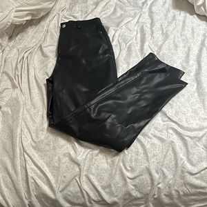 Zara Black Straight leather pants